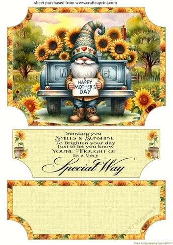 Sunflower Mothers day gnome ease topper and layered stopper(no base included)2