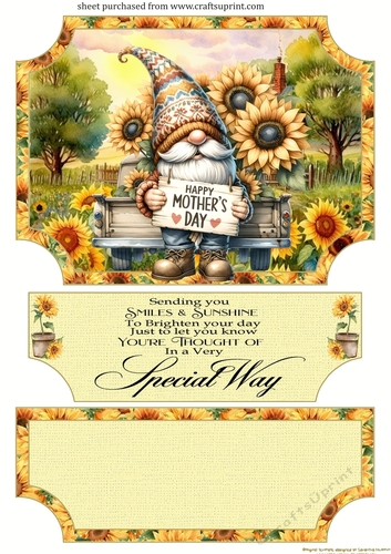 Sunflower Mothers day gnome ease topper and layered stopper(no base included)3