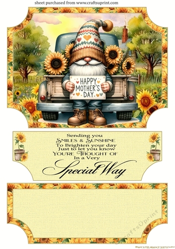 Sunflower Mothers day gnome ease topper and layered stopper(no base included)5