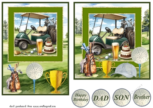 6x6 and 5x7 aprox Birthday golf card fronts 1
