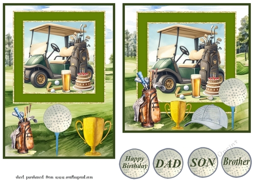 6x6 and 5x7 aprox Birthday golf card fronts 2