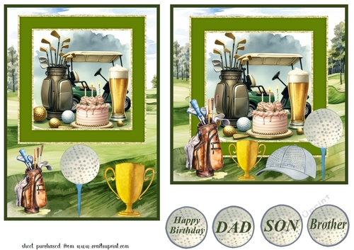 6x6 and 5x7 aprox Birthday golf card fronts 3
