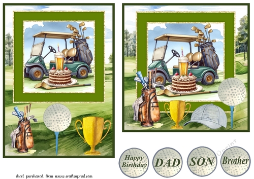 6x6 and 5x7 aprox Birthday golf card fronts 4