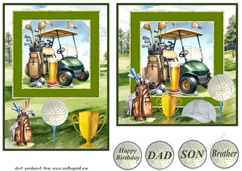6x6 and 5x7 aprox Birthday golf card fronts 5