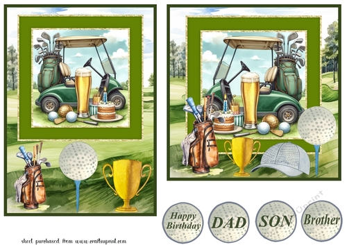 6x6 and 5x7 aprox Birthday golf card fronts 7