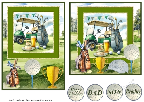 6x6 and 5x7 aprox Birthday golf card fronts 8