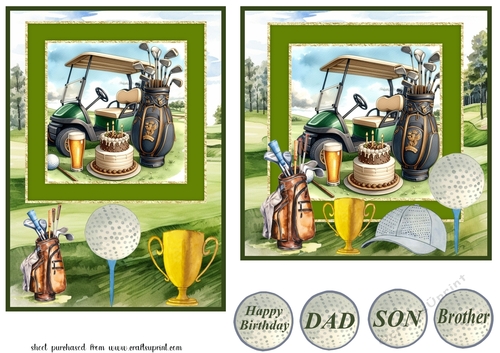 6x6 and 5x7 aprox Birthday golf card fronts 9
