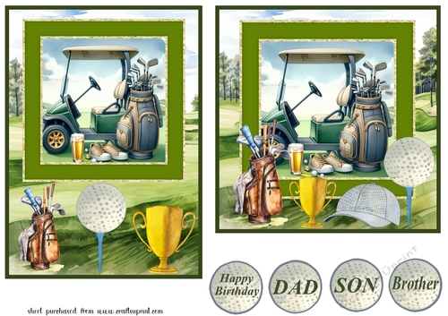 6x6 and 5x7 aprox Birthday golf card fronts 10