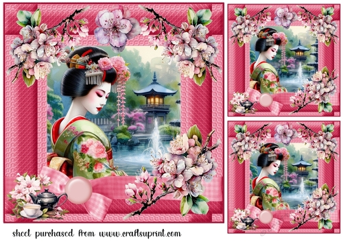 3 Japanese scene card fronts/toppers 1