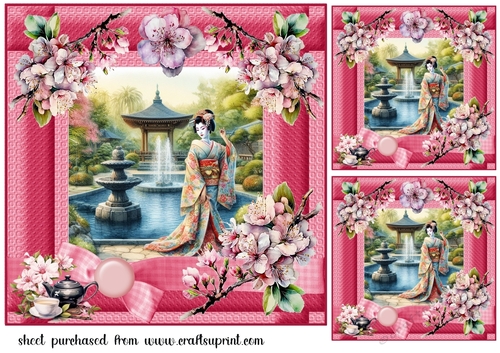 3 Japanese scene card fronts/toppers 9