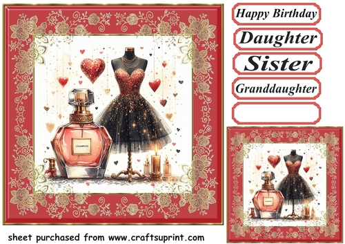 Black red and gold ladies fashion card front 2