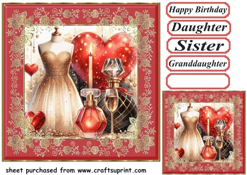 Black red and gold ladies fashion card front 3