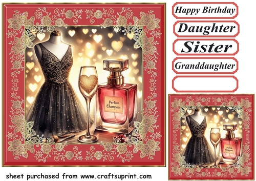 Black red and gold ladies fashion card front 4