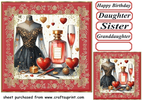 Black red and gold ladies fashion card front 5