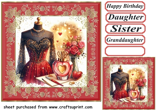 Black red and gold ladies fashion card front 6