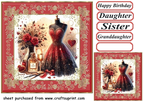 Black red and gold ladies fashion card front 7