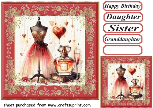 Black red and gold ladies fashion card front 8