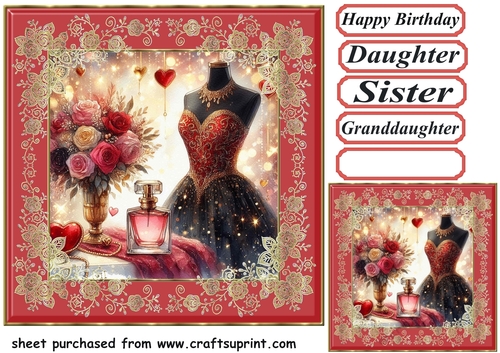 Black red and gold ladies fashion card front 9