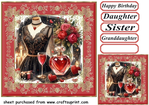 Black red and gold ladies fashion card front 10