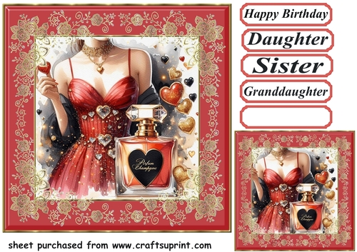 Black red and gold ladies fashion card front 11