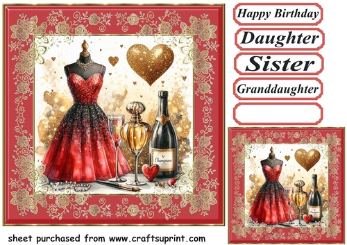 Black red and gold ladies fashion card front 12