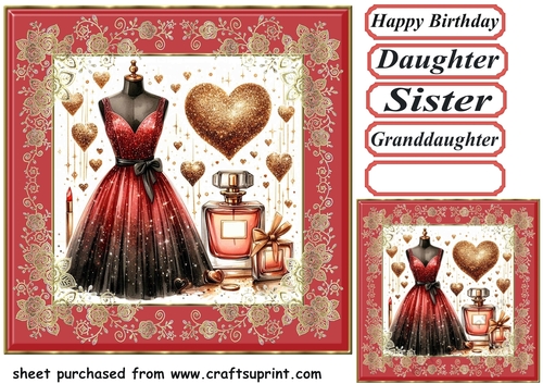 Black red and gold ladies fashion card front 14