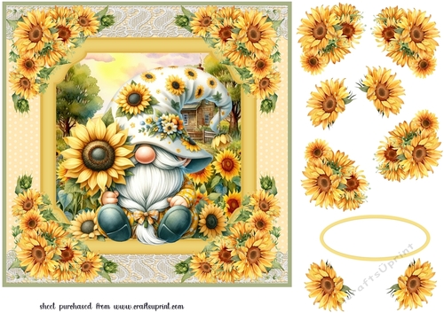 Sunflower gnome card front 1