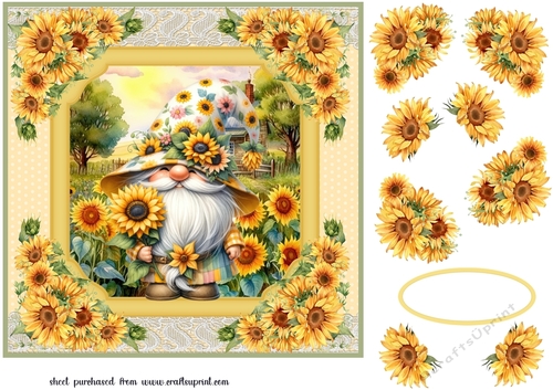 Sunflower gnome card front 3
