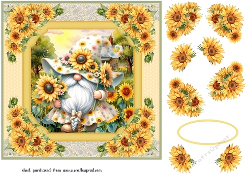 Sunflower gnome card front 4