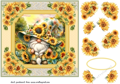 Sunflower gnome card front 5