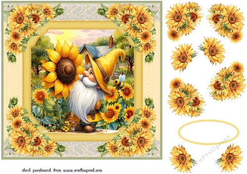 Sunflower gnome card front 6