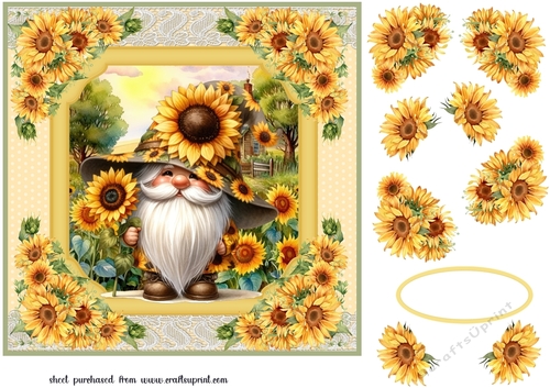 Sunflower gnome card front 7