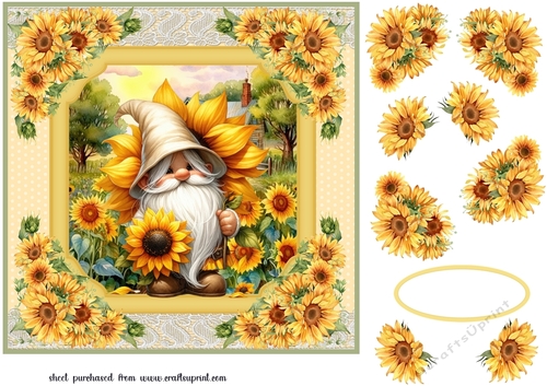 Sunflower gnome card front 8