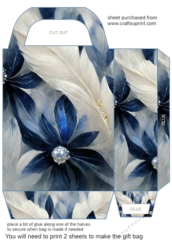 Blue and silver floral gift bag 1