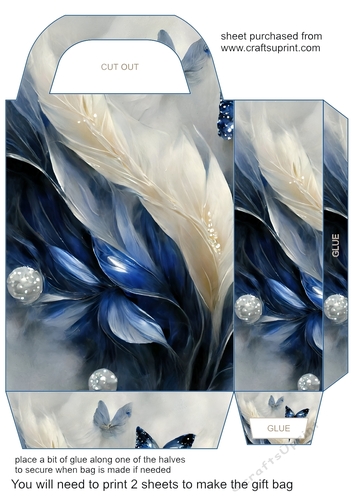 Blue and silver floral gift bag 2