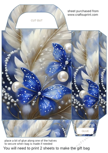 Blue and silver floral gift bag 3