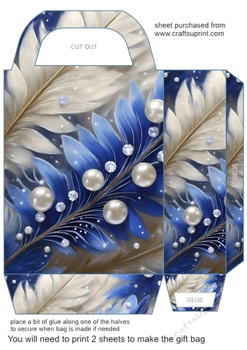 Blue and silver floral gift bag 4
