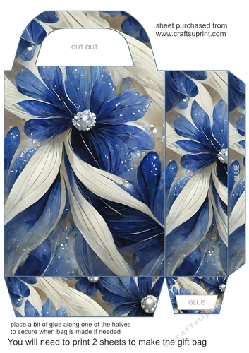Blue and silver floral gift bag 6