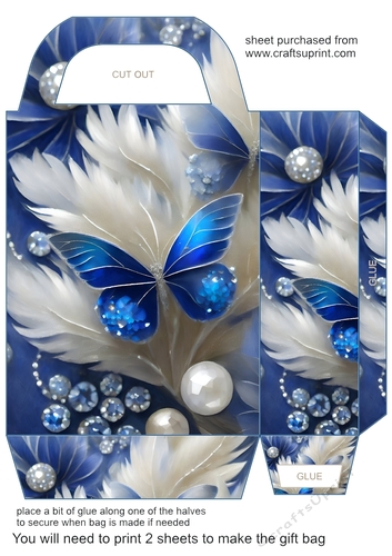 Blue and silver floral gift bag 7