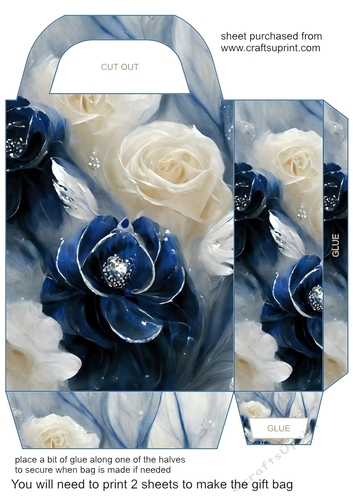 Blue and silver floral gift bag 8