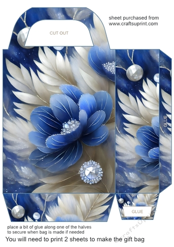Blue and silver floral gift bag 9