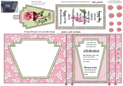 Birthday rose wine glass aperture card