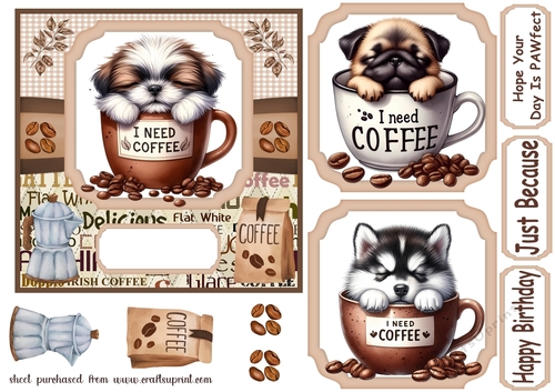 6x6 aprox I need coffee pup card front 2