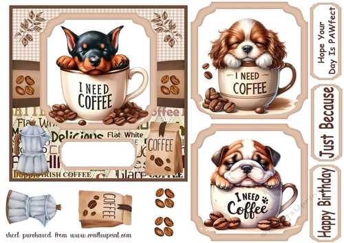 6x6 aprox I need coffee pup card front 5