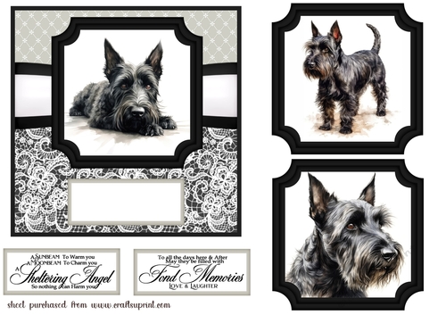 6x6 aprox Mono Scottish terrier card front 6