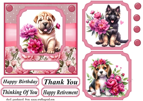 Peony pup card front 8
