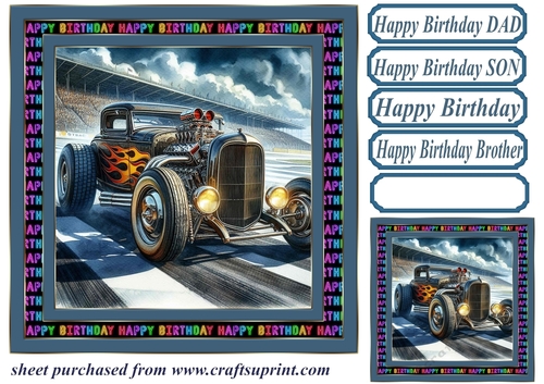 Birthday hot rod card front 1