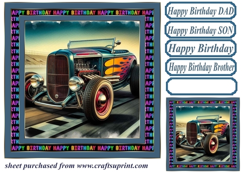 Birthday hot rod card front 2