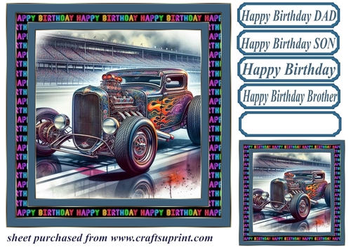 Birthday hot rod card front 4