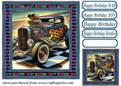Birthday hot rod card front 5